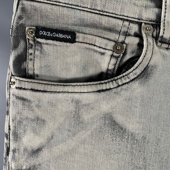 DOLCE & GABBANA Size 30 Grey Cotton Blend Twill Skinny Zip Fly Jeans - Picture 2 of 9